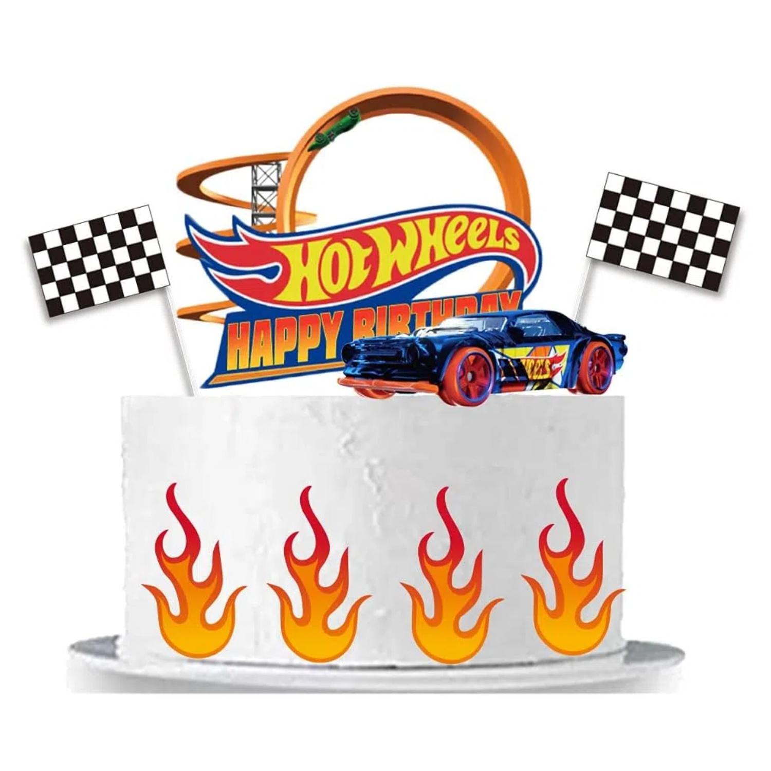 

Fire Car Cake Topper Race Car Birthday Cake Decorations Racing Car Cake Topper for Boys Girls Racing Car Party Supplies