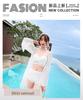 2025 Lace & Mesh Three-Piece Bikini with Long Sleeve Boxer Top