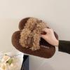 Thick-soled fluffy slippers autumn and winter outer wear 22 temperament elegant height-increasing belt buckle slippers