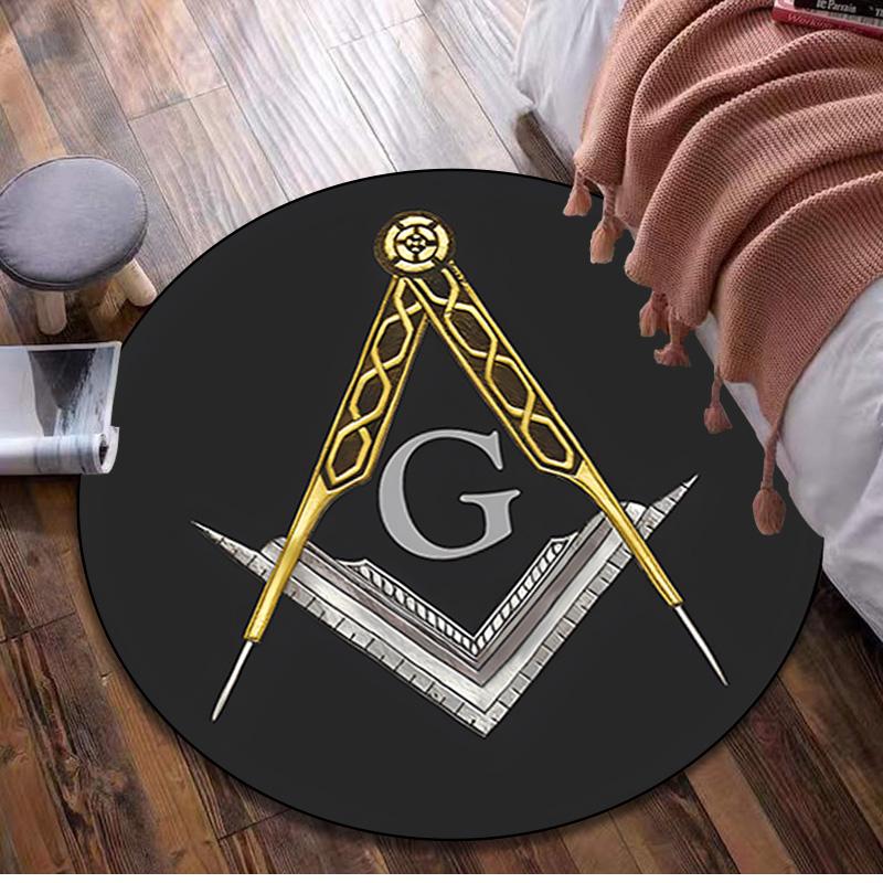 Freemasonry 3 Circular Rug - Office Decorative Carpet For Living Room Bedroom Door Mat Floor Rug Computer Chair Area Rug