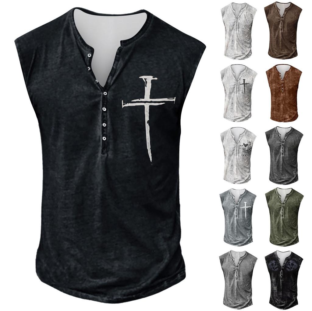 Herren-Tanktop für den Sommer, Surfen und Strand, große Größe, lässig, atmungsaktiv, ärmellos, lockerer Druck, Tanktop für Männer