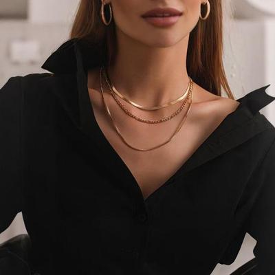 European & American Vintage Snake Bone Chain Layered Necklace - Fashionable Light Luxury Choker for Women
