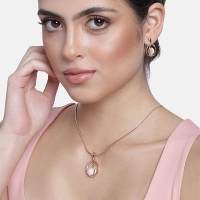 24KT Rose Gold Plated Fancy Shell Pendant Set for Women/Girls