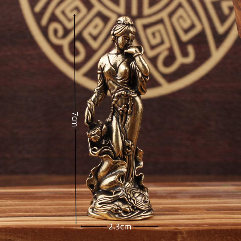 1Pc Brass Retro Beautiful Wizard Characters Figurines Brass Halloween Witch Small Statue Ornament Desktop Home Decoration Crafts