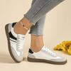 Fashion Women's Lace Up Sneakers - Low Cut All Season Shoes with PU Cushioned Sole, Lightweight Daily Walking Shoes 36-43