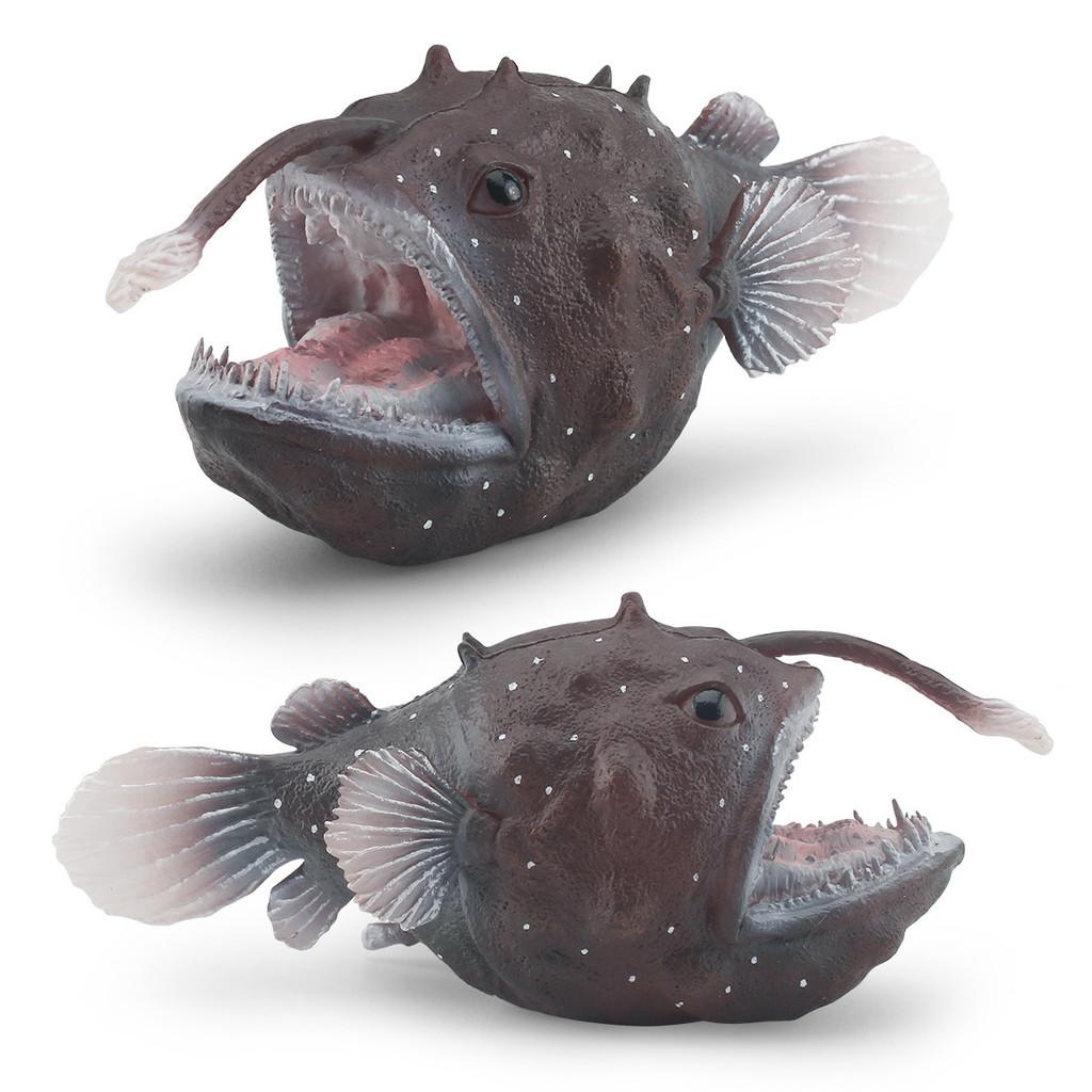 Realistic Plastic Anglerfish Model Toy Vibrant Colorful Deep Sea Animal Dcor