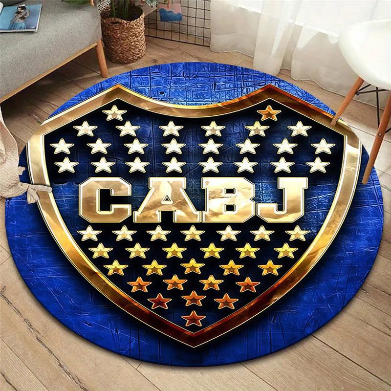 Boca Juniors Round Area Rug,Carpet Rug for Living Room Bedroom Sofa Playroom Decor,Non-slip Floor Mat