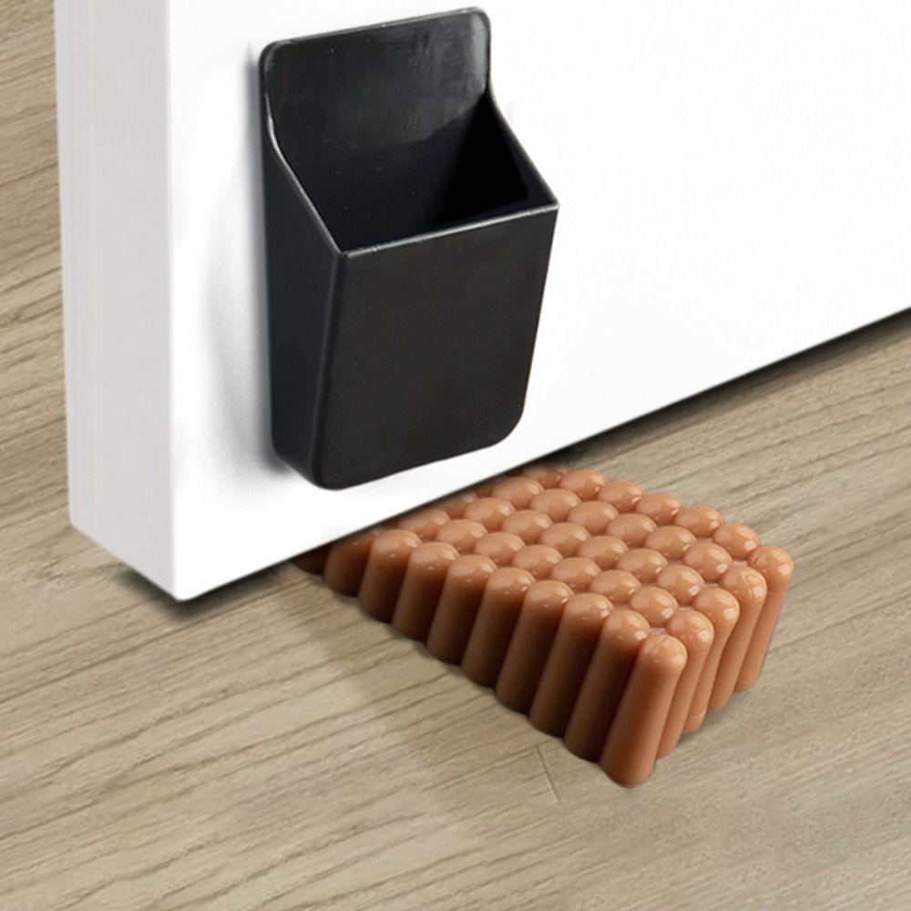 Tragbarer, bohrfreier Türstopper, reduziert Lärm, schützt die Wand, winddichter Türstopper, sicheres Silikon-Türblockiergerät, Kinder
