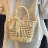 Handmade Woven Bag Women's New Trendy Straw Woven Beach Bag Women Ins Japanese Girl One Shoulder Handbag Women