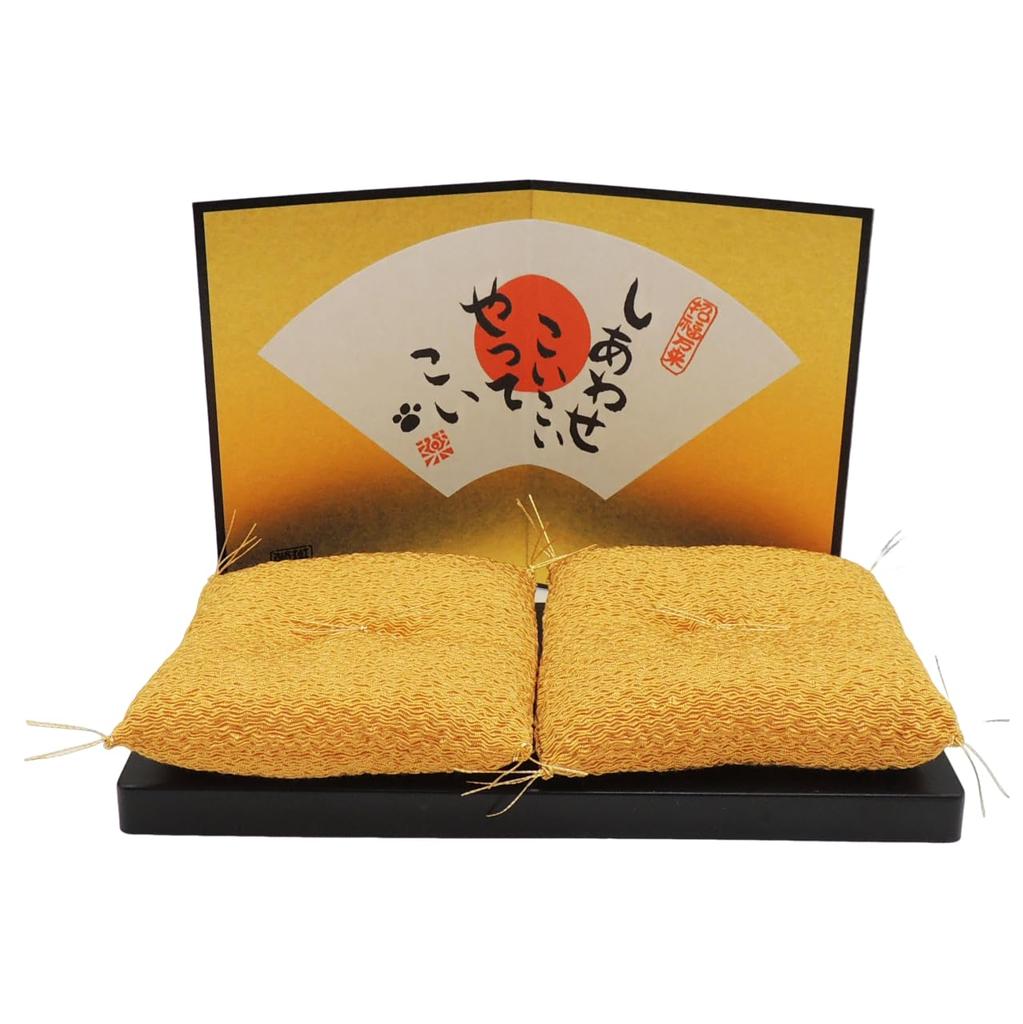Cat and Cat with Gold Cushion Stylish Right Paw for Good Business Grand Opening Feng Shui Money Luck Lucky Anniversary Money-beckoning Human-beckoning