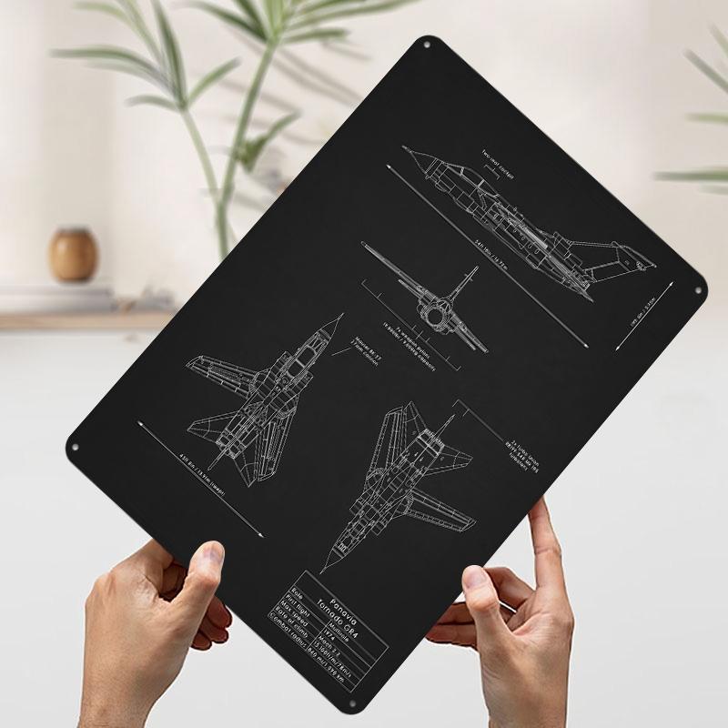 Panavia Tornado Blueprint Poster Customized Wall Art Vintage Metal Signs Retro Tin Plaque for Man Cave Room Accessories House