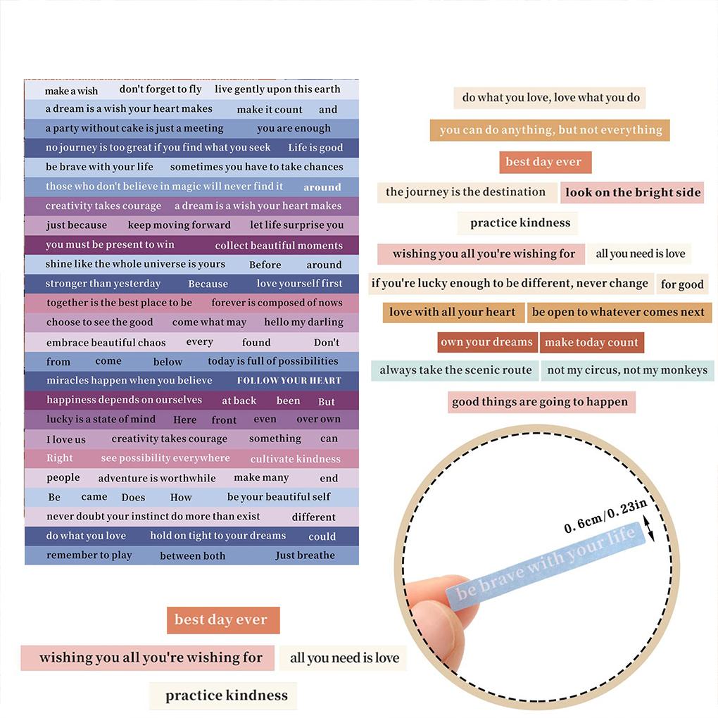 Pack of 8 Small Talk Stickers Self Adhesive Text Word Sheet Scrapbooking Greeting Card Journal Book Album Notebook