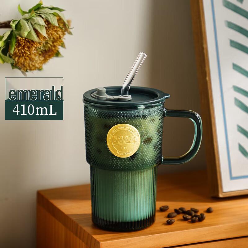 Fuguang Двухслойный стеклянный стакан с соломинкой и ручкой