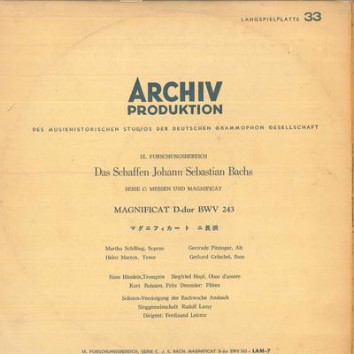 LP Record MARTHA SCHILINGSOPRANOGERTRUDE P  Das Schaffen Johann Sebastian Bach LAM7 POLYDOR Japan Classical Used