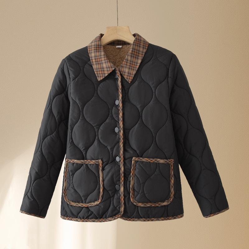 Stylish Velvet-Lined Cotton Jacket for Middle-Aged & Elderly Women - 2025 Autumn/Winter Collection