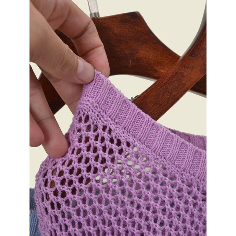 Foreign Trade Original Order Card Missing Pure Cotton Gradient Color Long Sleeves Cut Out Knitwear Loose Version Pullover Tops