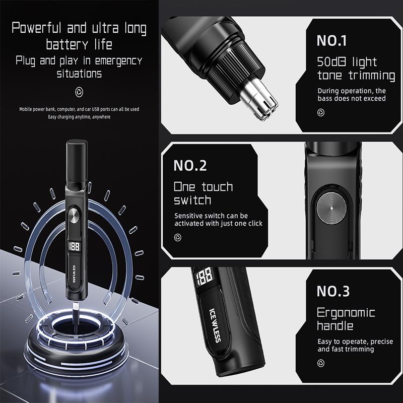 2026 New Electric Nose Hair Trimmer Men Rechargeable Painless Safe Eyebrow Nose Ear Facial Hair Remover Grooming Tool