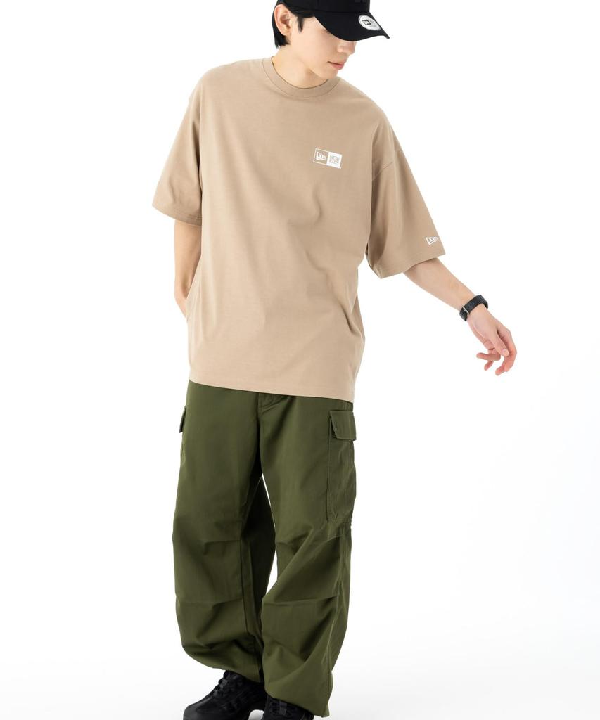 NEW ERA Cotton T Shirt Oversized Box Logo White Camel XL
