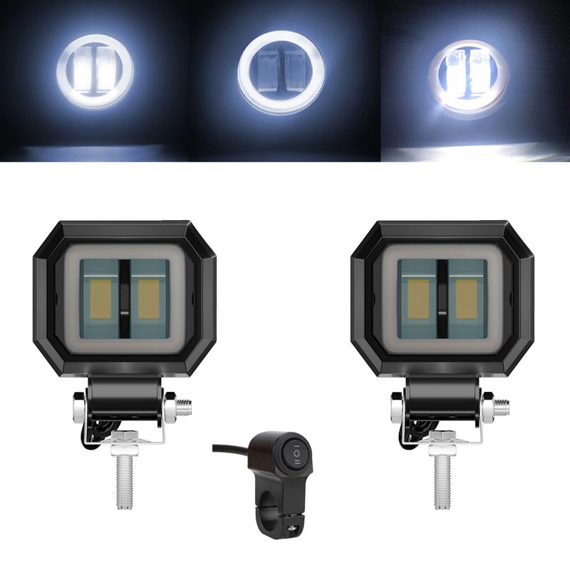 3 Inch Work Led Light Bar Square Car Headlight For Moto Jeeps SUV Off Road Angel Eyes Driving Lights Motorcycle Car Accessories