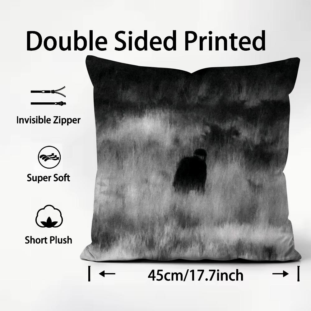 1PC Black White Art Design Cushion Cover Plush Fabric Soft DoubleSided Printed Sofa Warm Winter Home Child Gift Pillow Case