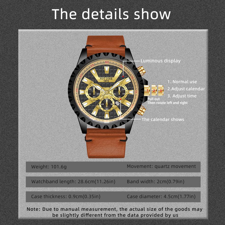 Orologio da Uomo alla Moda con Calendario Tendenza Orologio da Uomo d'Affari Orologio da Uomo Cubo d'Acqua Orologio da Uomo al Quarzo Orologio da Uomo Semplice Orologio in Pelle