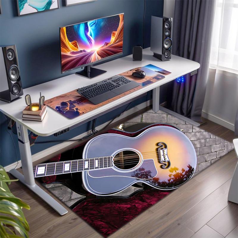 1Pc Musical Elements Printed Circular Carpet, Home Door Mat, Outdoor Travel Protection Carpet A8