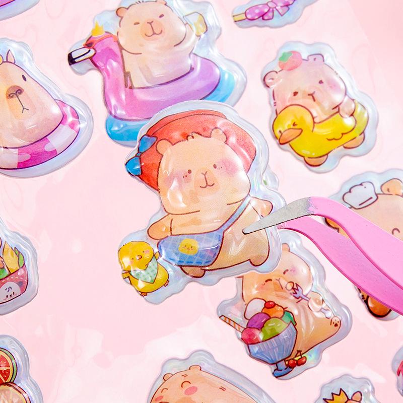 3D Capybara Lasergeprägter Kristallaufkleber für Kinder DIY Dekoration