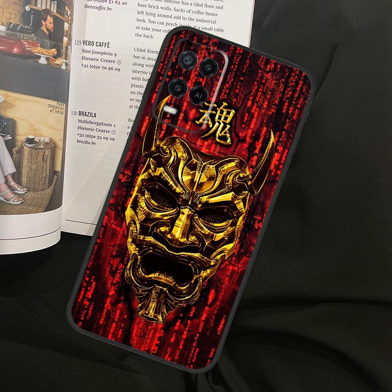 Samurai Oni Mask For Oppo A38 A18 A58 A78 A98 A79 A40 A60 A80 A16 A76 A96 A15 A74 A94 A54 A77 A17 Phone Case