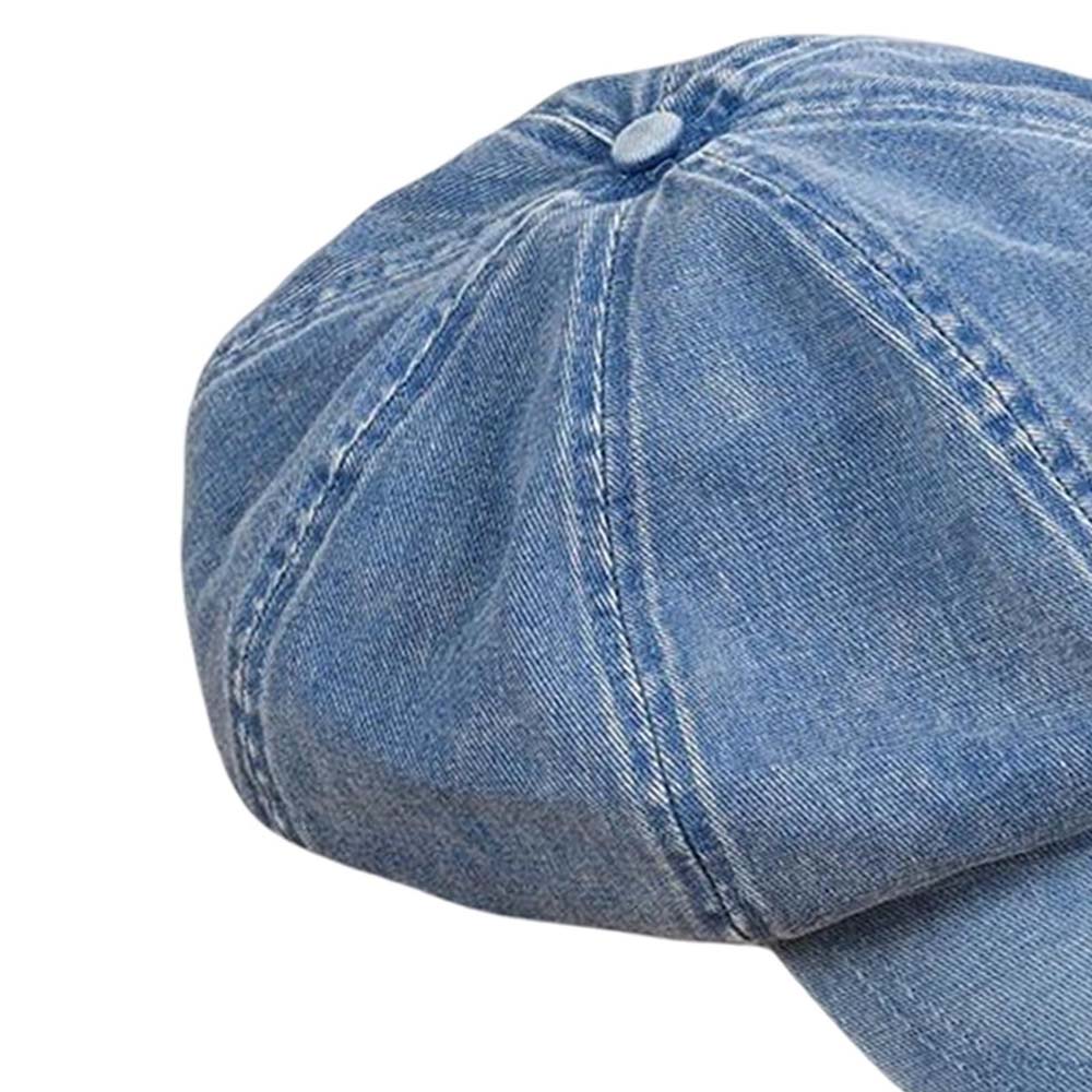Denim Cotton Newsboy Hat Baker Boy Beret Flat Caps Womens Ladies Octagonal Hat