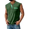Men's Summer Solid Matching Color Pocket Sports Buttons Vest Men's Sports Casual Vest