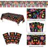 3 Pieces 54 x 108 Inches Mexican Fiesta Plastic Tablecloth, Disposable Rectangle Table Covers with Floral and Serape Stripe for Cinco de Mayo, Taco
