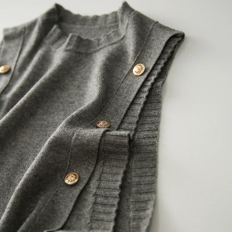 Módní pletená vesta pro ženy Svetr bez rukávů Retro úpletové tílko Korejský dámský podzimní a zimní pletený svetr