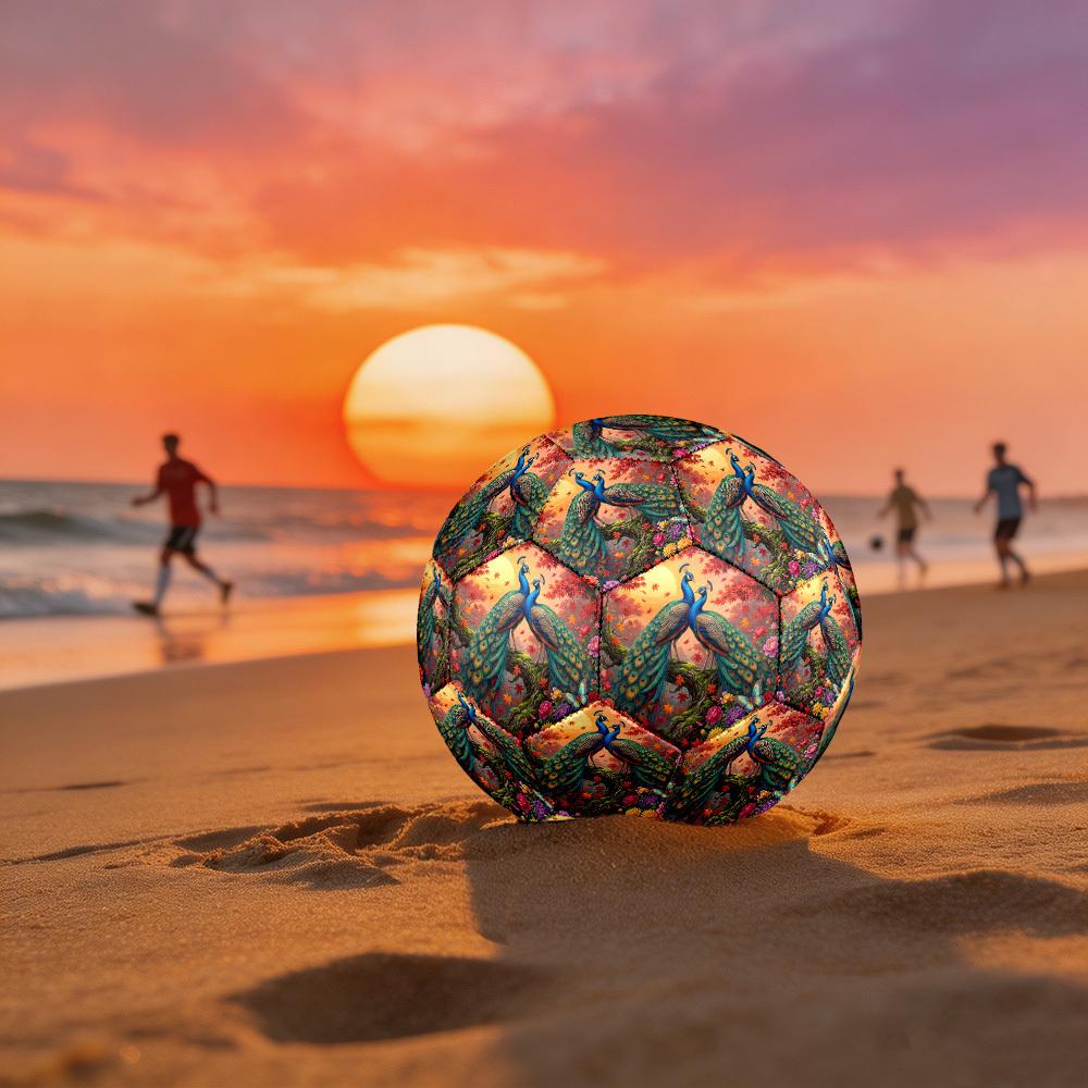 1pc Autumn Peacock Garden Theme Soccer Ball Football, Size 5, Lightweight PVC, Outdoor Training Soccer Ball,Sports Gift T61479