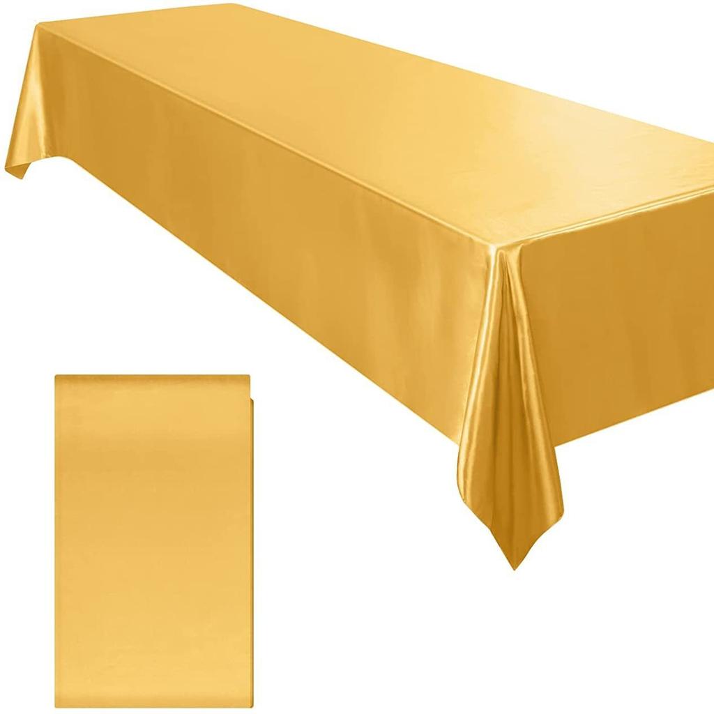Solid Color Satin Tablecloth High-Density Locking Edge Wedding Restaurant Home Desktop Decorative Tablecloth