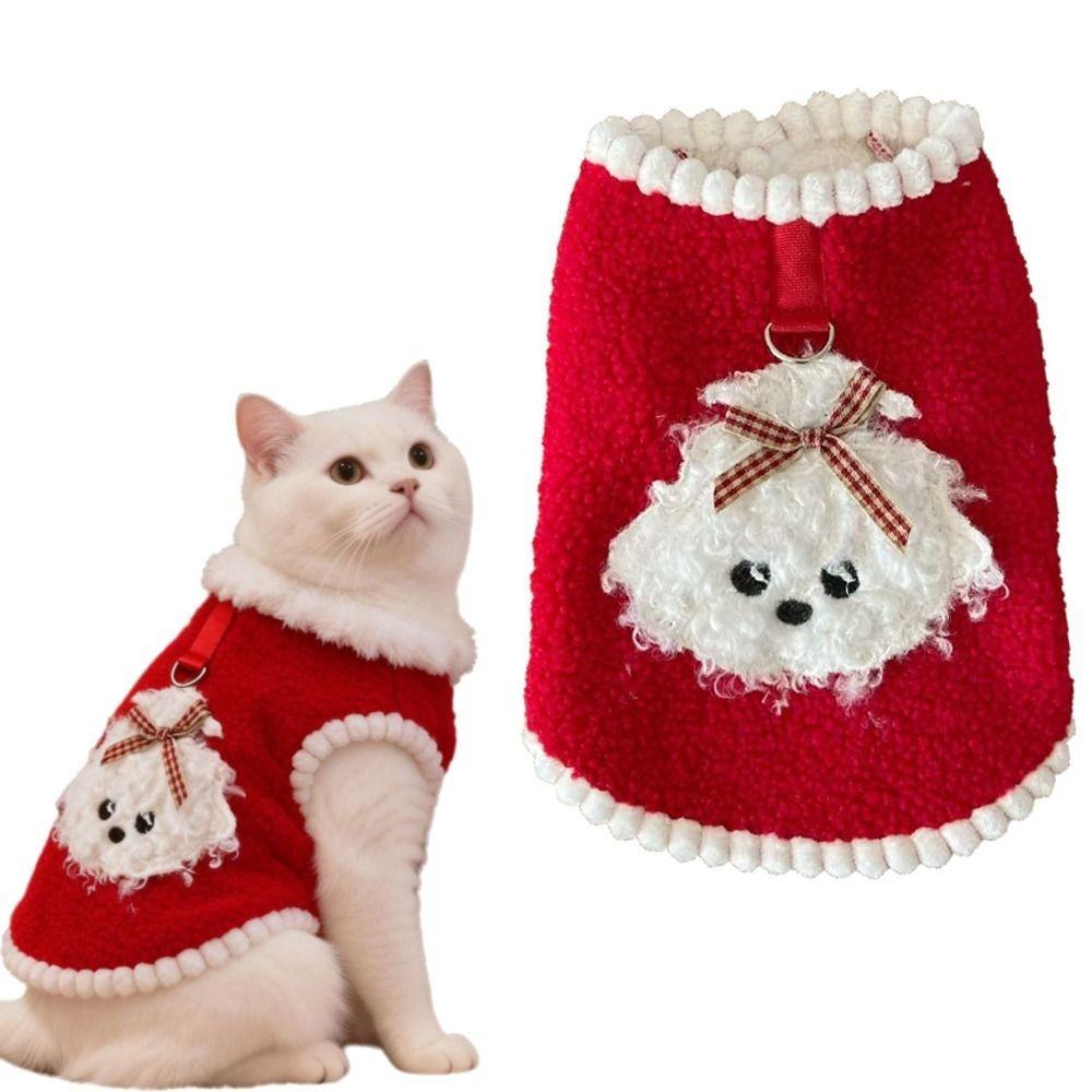 Fashion Thickened Pet Cat Clothes Winter Warm Red Puppy Clothes Vest Velvet Lucky Cat Vest Pet Supplies