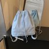 Schoolbag Korean ins Simple Couple Bag Large Capacity Bucket School Bag Nylon Backpack Drawstring Strap One Shoulder Crossbody Bag