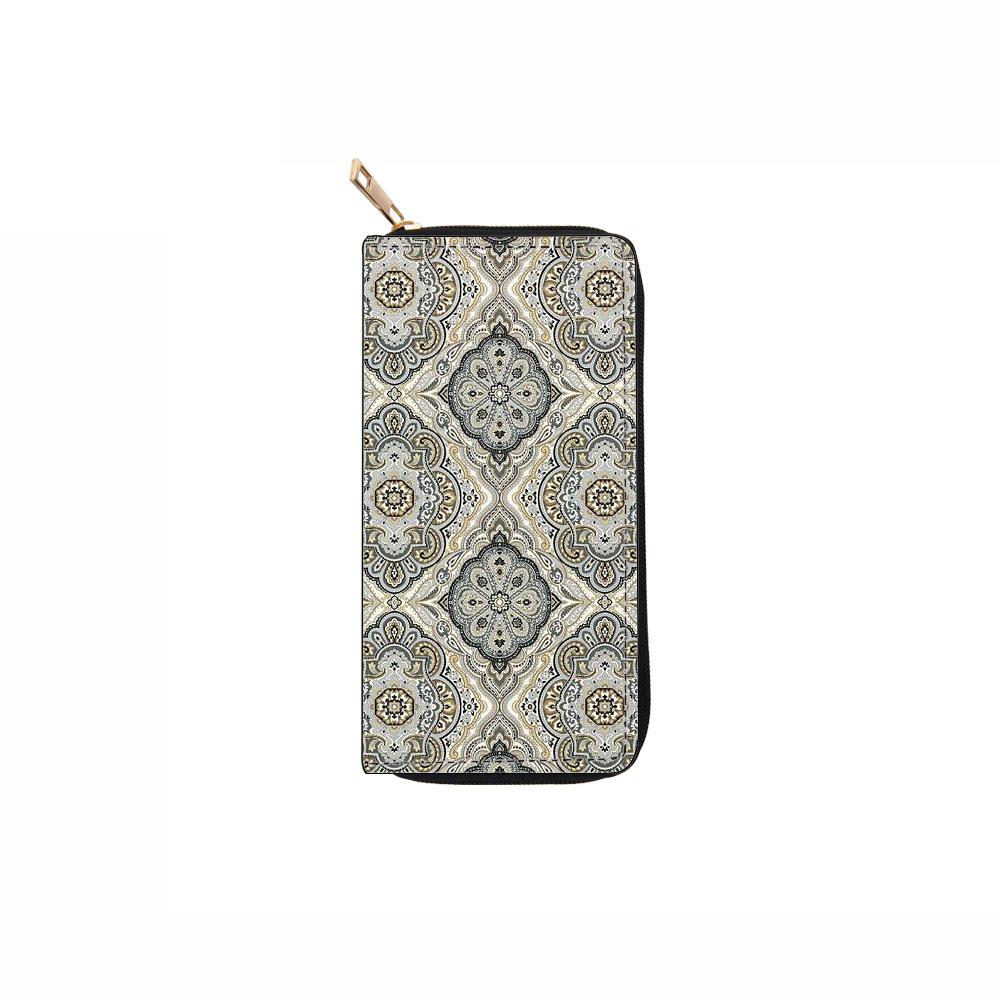 Ethnic style long zipper wallet wallet clutch bag