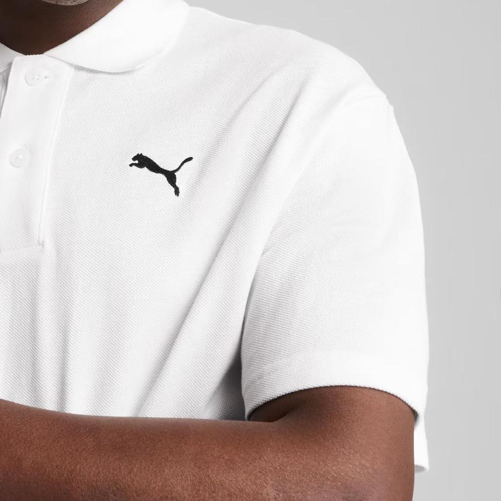 Puma Ess Polo Shirt Comfortable Casual Soft Solid Color Short Sleeve Men Tops White 631815-02