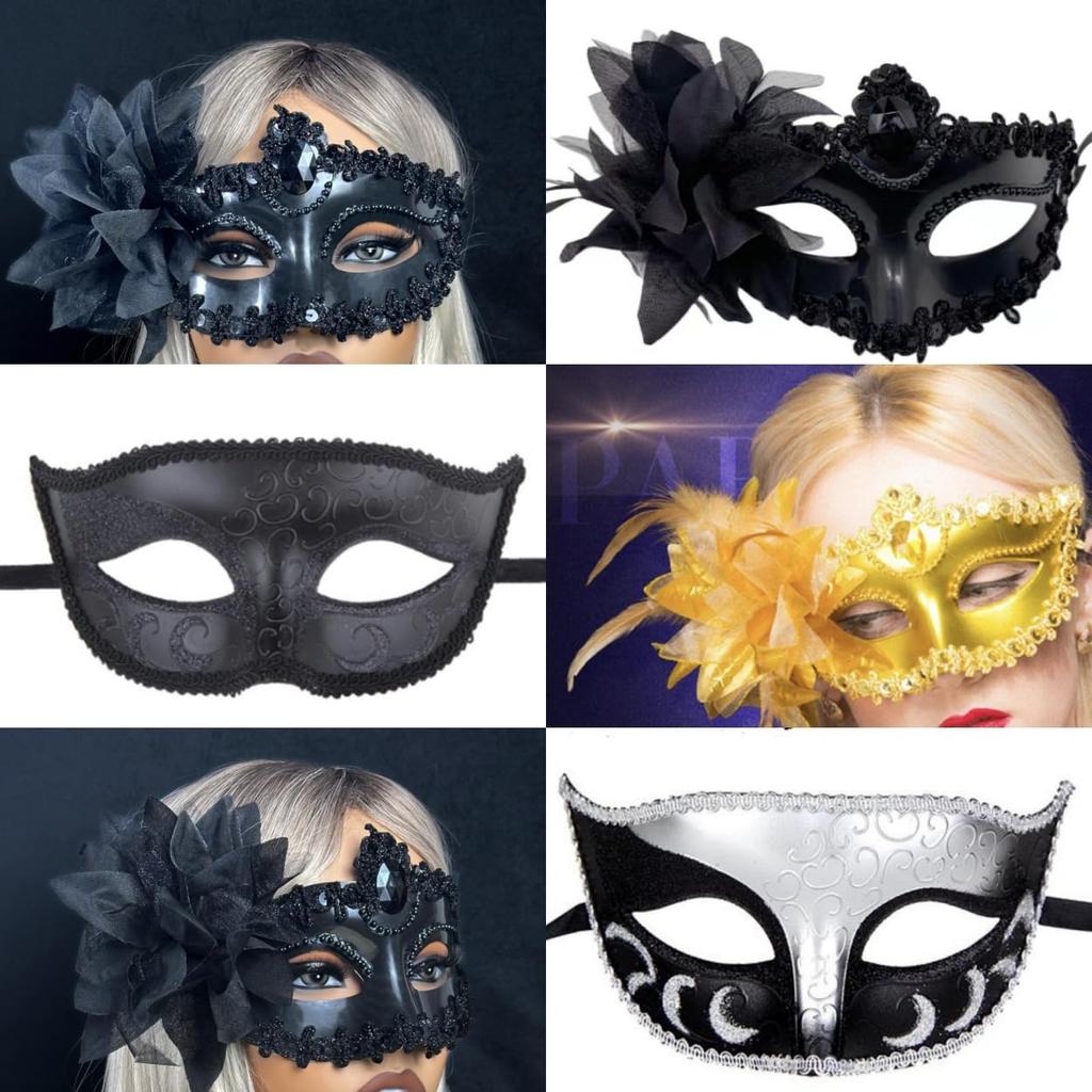 Electric Circus Venetian Masks, Set of 2, for Masquerade Balls, Dance, Halloween, Cosplay, Costumes, Cultural Festivals, and School Festivals (A)