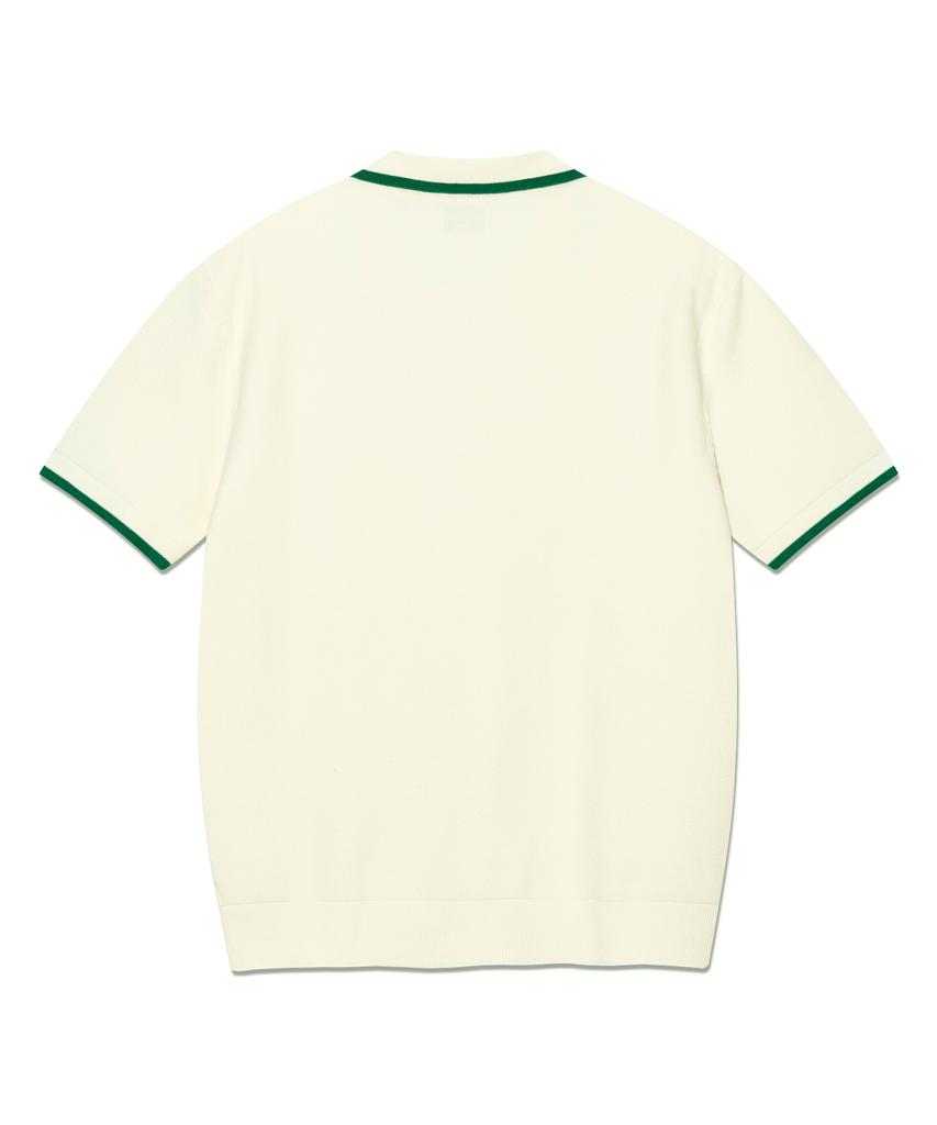 LEE Collar Contrast Short Sleeve Knit Ivory