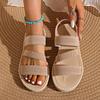 Summer Elastic Band Flat Sandals for Women Lightweight Casual Slip On Sandals Woman Comfortable Non Slip Beach Shoes Plus Size