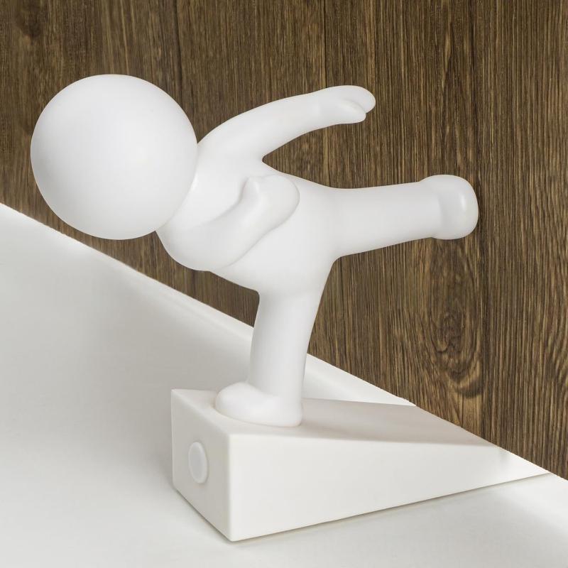 Cute White Humanoid Door Stopper With Non Slip Base Durable Material Perfect For Home Office Bedroom Decor