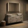 Bathroom Furniture Set 4 Pcs Concrete Grey Engineered Wood and Glass