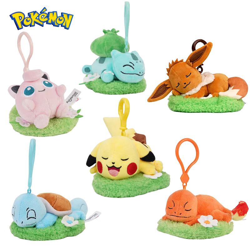 Snorlax Pikachu Eevee Jigglypuff Bulbasaur Keychain Plush Toy Cartoon & Cute Backpack Pendant Children's Gift