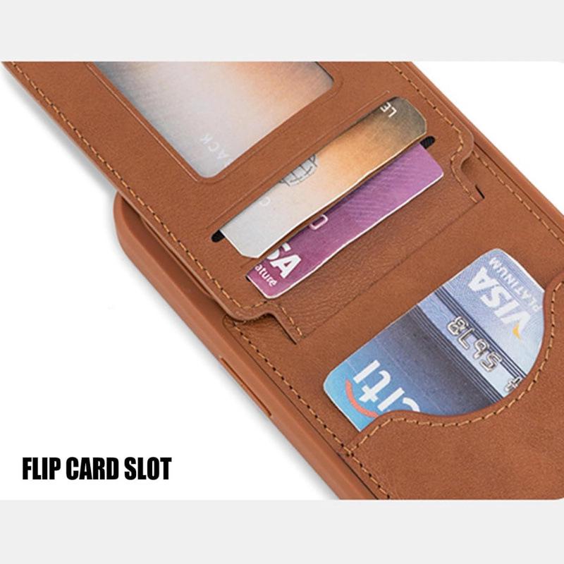 iPhone 17 Leather Magnetic Stand Case with Card Slot