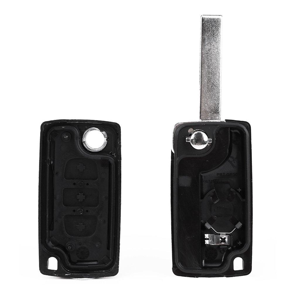 Peugeot Repair, Replacement and Spare Remote Control Key Case 3 Button Folding Key Holder (Peugeot 207 307 407 308 607)