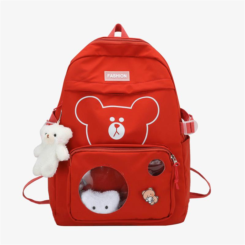 School bag new primary school students candy color student school bag cartoon bear cute college backpack women's casual backpack