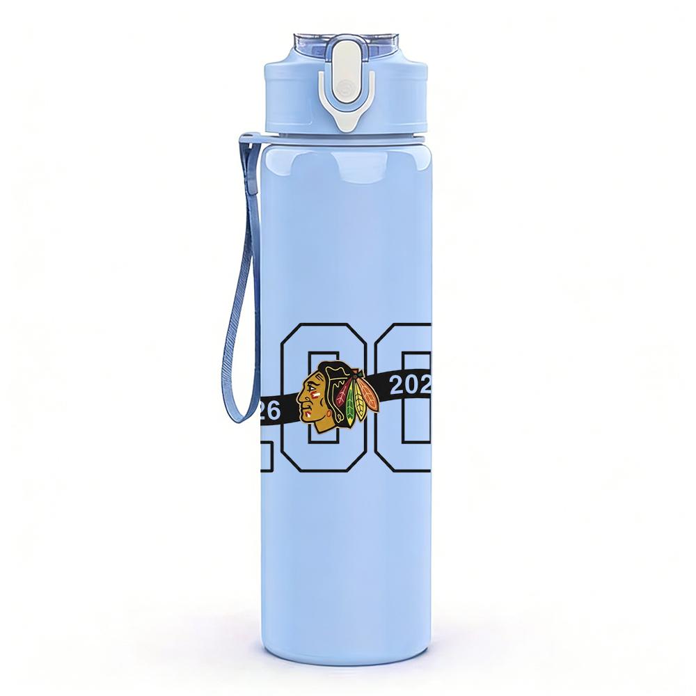 PC Number One Hundred Bold Text Print 750ml colorful plastic sports water bottle leakproof pop up lid with straw for outdoor work home use