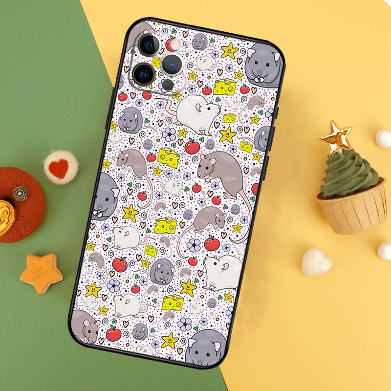 Cute Cartoon Animal Rat Phone Case For iPhone 17 17Air 16 15 14 13 11 12 Pro Max 12 13 Mini 16E Shockproof Cover