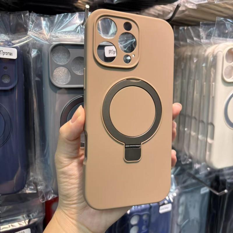 Magnetic Liquid Silicone Phone Case With Kickstand IPhone 17 Pro Max 16 15 Series Shockproof Anti-Slip Stand Cover